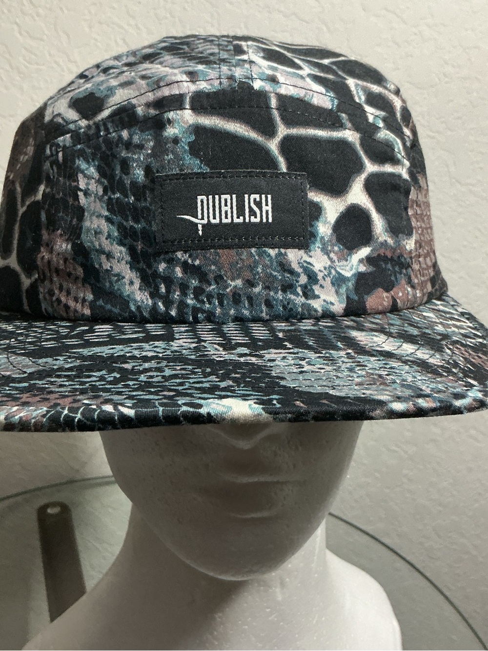 🐍 Publish Brand Snakeskin All Over Print 5 Panel Camper Hat Strapback